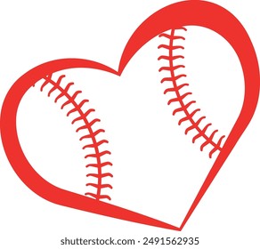 Softball heart on transparent background. Vector illustration