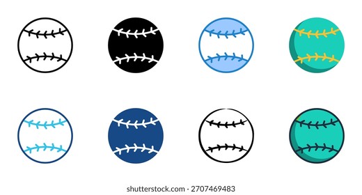 Conjunto de iconos de softbol colección de Vector de estilo múltiple 
