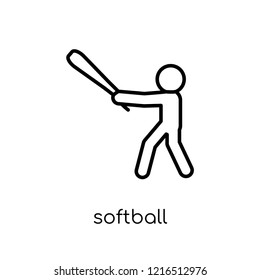 softball icon. Trendy modern flat linear vector softball icon on white background from thin line sport collection, editable outline stroke vector illustration