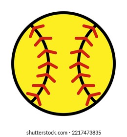 Softball Icon Vector Flat Illustration Isolated On White Background