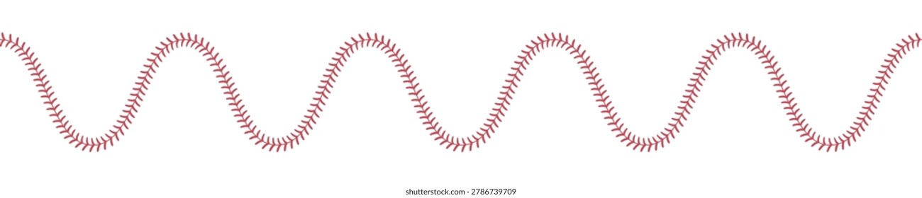 Softball lace. Baseball ball stripes. Wavy softball stitches. Vector illustration