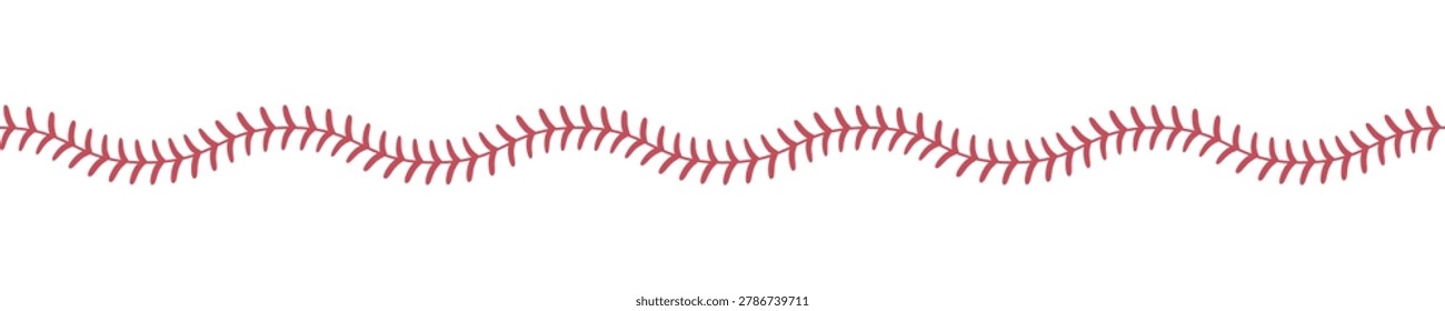 Softball lace. Baseball ball stripes. Wavy softball stitches. Vector illustration