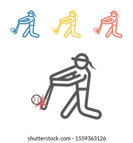 Softball line icon. Vector sport signs for web graphics