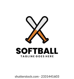 Softball logo design vector illustration