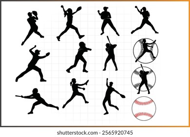 Softball Logo Template, Baseball Clipart, Softball Player