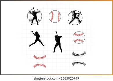 Softball Logo Template, Baseball Clipart, Softball Player