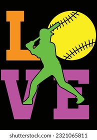 Softball love vector art design, eps file. design file for t-shirt. SVG, EPS cuttable design file svg