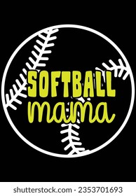 Softball Mama Vektorgrafik Design, EPS Datei. Design-Datei für T-Shirt. SVG, EPS-Schnittwortdatei