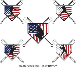 Softball Men Home Plate, Baseball Home Plate, Baseball US Flag Cut Files