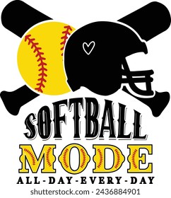 Softball Mode, Softball Mom Shirt, Softball, Softball Vibes, Sports mom, Cut files for Cricut, Sublimation Designs svg