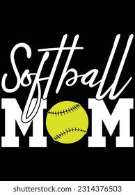 Softball mom design vector art design, eps file. design file for t-shirt. SVG, EPS cuttable design file