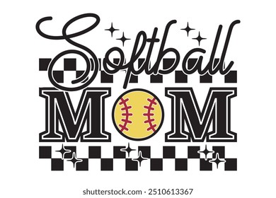 Softball Mom EPS Retro Sport Mama T-shirt Design