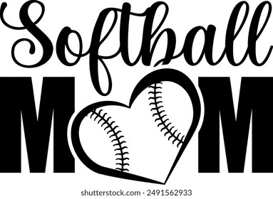 Softball mom on transparent background. Vector illustration