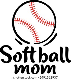 Softball mom on transparent background. Vector illustration