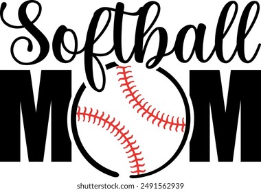 Softball mom on transparent background. Vector illustration