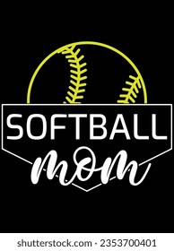 Softball mom vector art design, eps file. design file for the t-shirt. SVG, EPS cuttable design file