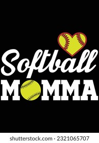Softball momma vector art design, eps file. design file for t-shirt. SVG, EPS cuttable design file