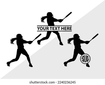Softball Monogram Vector Illustration Silhouette svg