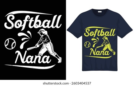 Softball Nana Happy mother's day pick colorful Typography t-shirt design with vector illustration. Lettering print for shirt, poster, gift, banner, card, sticker, Mouse Pads, Mugs, Notebooks, and pod.