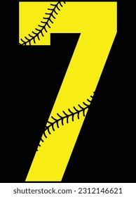 Softball no 7 vector art design, eps file. design file for t-shirt. SVG, EPS cuttable design file