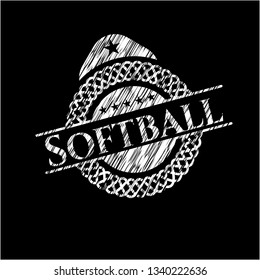 Softball on chalkboard