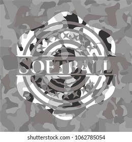 Softball on grey camo texture