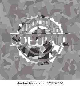 Softball on grey camo texture
