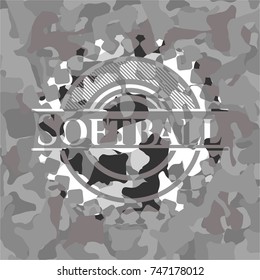 Softball on grey camouflage pattern
