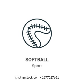 Softball outline vector icon. Thin line black softball icon, flat vector simple element illustration from editable sport concept isolated stroke on white background