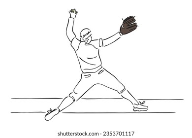 El lanzador de softball lanza un vector artístico de la línea de ataque.