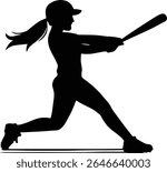 Softball Player, Baseball player silhouette design eps on transparent background