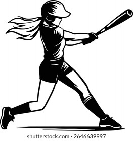 Softball Player, Baseball player silhouette design eps on transparent background