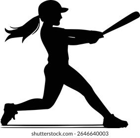 Softball Player, Baseball player silhouette design eps on transparent background