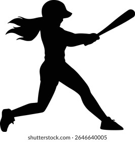 Softball Player, Baseball player silhouette design eps on transparent background