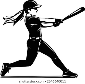 Softball Player, Baseball player silhouette design eps on transparent background