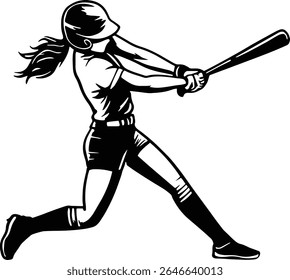 Softball Player, Baseball player silhouette design eps on transparent background