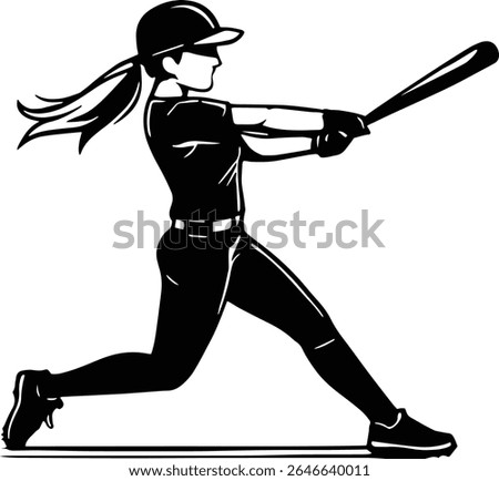 Softball Player, Baseball player silhouette design eps on transparent background