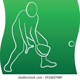 Softball player, line icon of a set, white background. Vector EPS 10