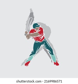 Softball player ready to hit a ball.Athlete silhouette vector illustration.Good for sport event or tournament logo