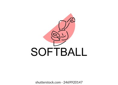 Softball player vector line icon. Pitcher and ball logo, equipment sign. sport pictogram illustration