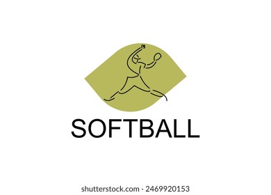 Softball player vector line icon. Pitcher and ball logo, equipment sign. sport pictogram illustration