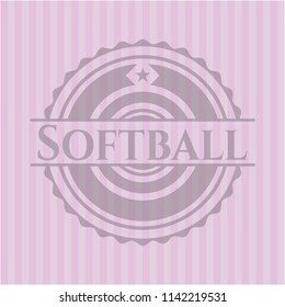 Softball realistic pink emblem