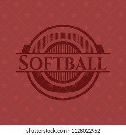 Softball red emblem