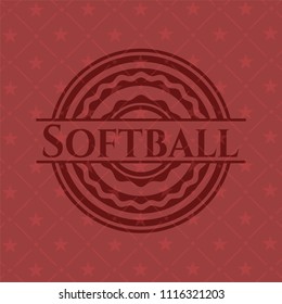 Softball red emblem. Vintage.