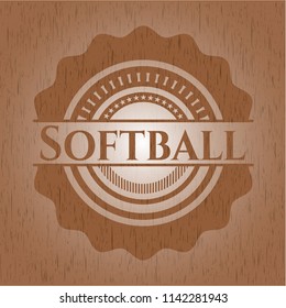 Softball retro style wooden emblem