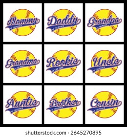 Softball Rookie Family Designs gráficos para vestuário e acessórios