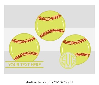 Softball, Softball Silhouette, Sports, Softball Monogram, Split Monogram, Circle Monogram, ball, Baseball, 