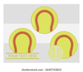 Softball, Softball Silhouette, Sports, Softball Monogram, Split Monogram, Circle Monogram, ball, Baseball, 