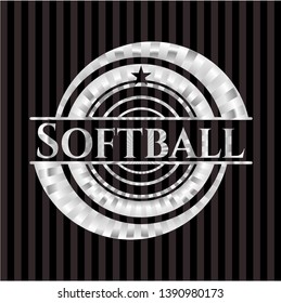 Softball silvery badge. Vector Illustration. Mosaic.