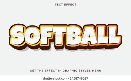 Softball text effect template in 3d design